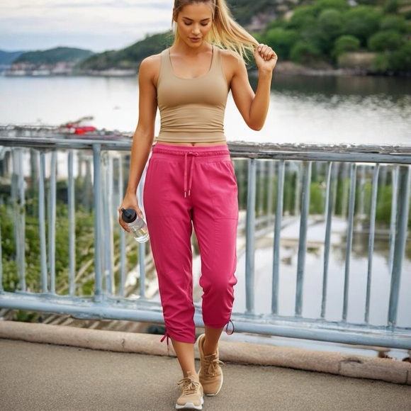 Lululemon Dance Studio Cropped Pants Raspberry Coulis Size 8 - Picture 2 of 6